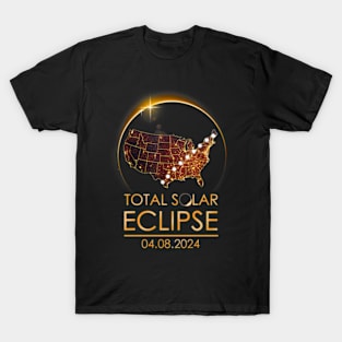 Total Solar Eclipse Shirts April 8 2024 America Map Totality T-Shirt